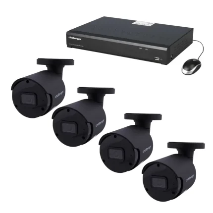 Challenger 4 Channel 4 Black IP Bullet Camera 5MP HD CCTV Kit